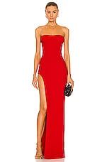 MONOT Tube Slit Gown in Red, view 1, click to view large image.