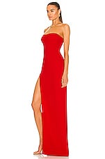 MONOT Tube Slit Gown in Red, view 3, click to view large image.