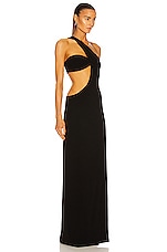 MONOT Cutout One Shoulder Maxi Dress in Black, view 2, click to view large image.