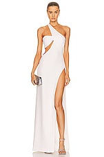 MONOT Cut Out One Shoulder Maxi Dress in White, view 1, click to view large image.
