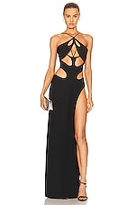 MONOT Halter Cut Out Gown in Black, view 1, click to view large image.