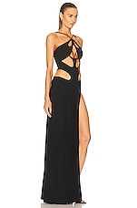 MONOT Halter Cut Out Gown in Black, view 2, click to view large image.