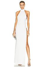 MONOT High Slit Halter Dress in White, view 2, click to view large image.