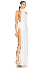MONOT High Slit Halter Dress in White, view 3, click to view large image.
