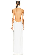MONOT High Slit Halter Dress in White, view 4, click to view large image.