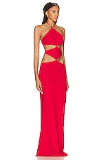 MONOT Diamond Cutout Dress in Red, view 2, click to view large image.