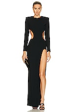 MONOT Open Back Long Sleeve Dress in Black, view 1, click to view large image.