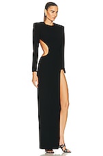 MONOT Open Back Long Sleeve Dress in Black, view 2, click to view large image.