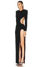 MONOT Open Back Long Sleeve Dress in Black, view 3, click to view large image.