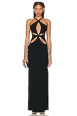MONOT Cutout Halter Dress in Black, view 1, click to view large image.
