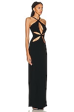 MONOT Cutout Halter Dress in Black, view 2, click to view large image.