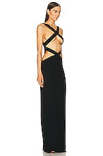 MONOT Criss Cross Bandage Dress in Black, view 2, click to view large image.