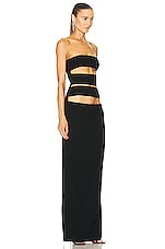 MONOT Horizontal Cutout Bandage Maxi Dress in Black, view 2, click to view large image.