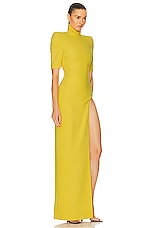 MONOT Turtleneck High Slit Dress in Yellow, view 2, click to view large image.