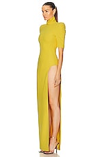 MONOT Turtleneck High Slit Dress in Yellow, view 3, click to view large image.