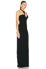 MONOT T Strap Halter Dress in Black, view 2, click to view large image.