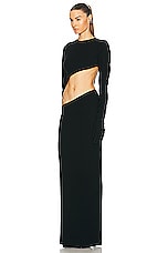 MONOT Gisele Maxi Glove Gown in Black, view 3, click to view large image.