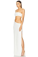 MONOT Long Strapless Cut Out Dress in White, view 3, click to view large image.