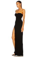 MONOT Tube Slit Dress in Black, view 3, click to view large image.
