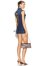 MONOT Button Mini Dress in Indigo, view 1, click to view large image.