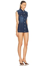 MONOT Button Mini Dress in Indigo, view 3, click to view large image.