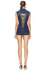 MONOT Button Mini Dress in Indigo, view 4, click to view large image.