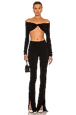 MONOT Slit Ankle Flare Pant in Black, view 4, click to view large image.