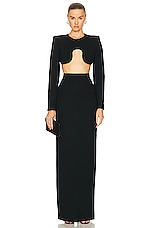 MONOT Back Cutout Pencil Skirt in Black, view 4, click to view large image.