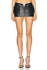 MONOT Leather Pocket Mini Skirt in Black, view 1, click to view large image.