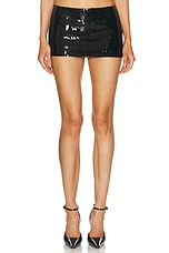 MONOT Demi Sequin Mini Skirt in Black, view 1, click to view large image.