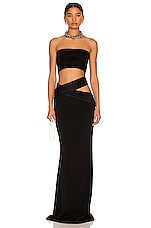 MONOT Cutout Maxi Skirt in Black, view 5, click to view large image.