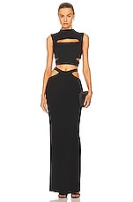MONOT Cut Out Maxi Skirt in Black, view 4, click to view large image.