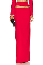 MONOT Cutout Long Pencil Skirt in Red, view 1, click to view large image.