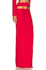 MONOT Cutout Long Pencil Skirt in Red, view 2, click to view large image.