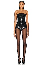 MONOT Sequins Strapless Romper in Black, view 1, click to view large image.
