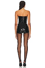 MONOT Sequins Strapless Romper in Black, view 3, click to view large image.