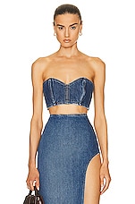 MONOT Sweetheart Denim Bandeau in Indigo, view 1, click to view large image.