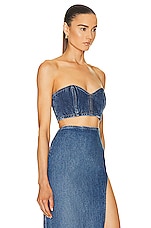 MONOT Sweetheart Denim Bandeau in Indigo, view 2, click to view large image.