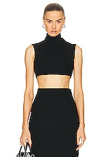 MONOT Turtleneck Sleeveless Crop Top in Black, view 1, click to view large image.