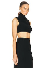 MONOT Turtleneck Sleeveless Crop Top in Black, view 2, click to view large image.