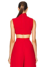 MONOT Turtleneck Sleeveless Crop Top in Red, view 3, click to view large image.