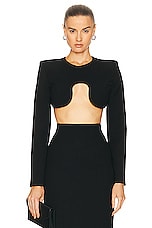 MONOT Long Sleeve Crop Top in Black, view 1, click to view large image.