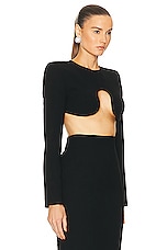 MONOT Long Sleeve Crop Top in Black, view 2, click to view large image.