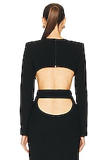 MONOT Long Sleeve Crop Top in Black, view 3, click to view large image.