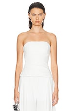 MONOT Strapless Ruched Top in White, view 1, click to view large image.