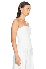MONOT Strapless Ruched Top in White, view 2, click to view large image.
