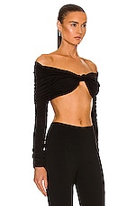 MONOT Off the Shoulder Twist Top in Black, view 2, click to view large image.