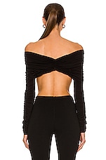 MONOT Off the Shoulder Twist Top in Black, view 3, click to view large image.