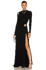 Monse Vortex Long Sleeve Gown in Black, view 1, click to view large image.