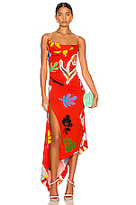 Monse Asymmetrical Floral Slit Dress in Poppy Floral | FWRD